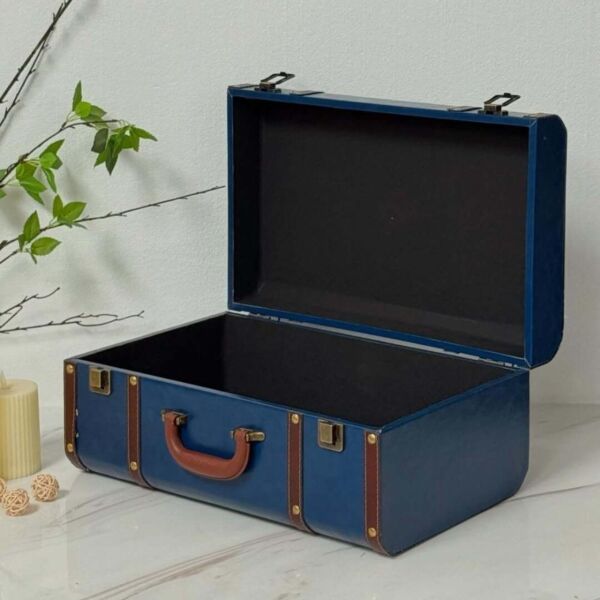 صندوق تخزين جلد ليتو - ازرق