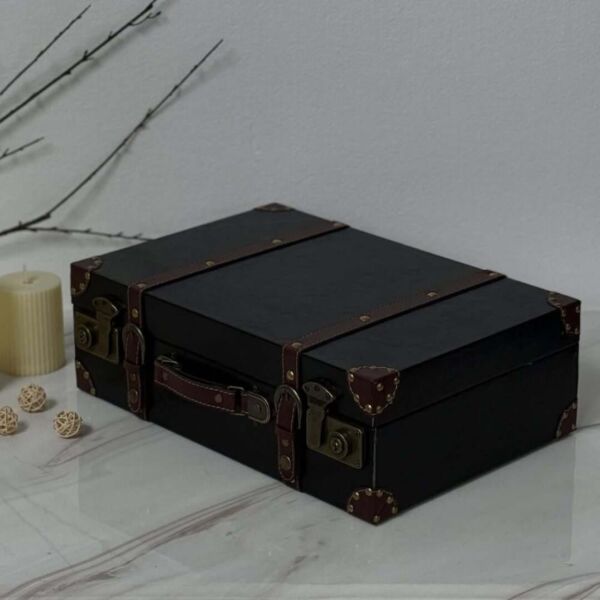 صندوق تخزين جلد قطعتين سيمبل - اسود