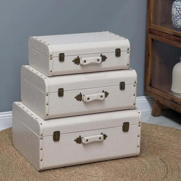 صندوق تخزين جلد 3 قطع فينتيج - سكري