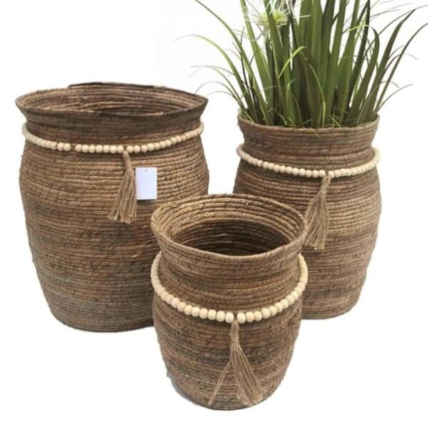 طقم فازة خوص طبيعي 3 قطع زوز