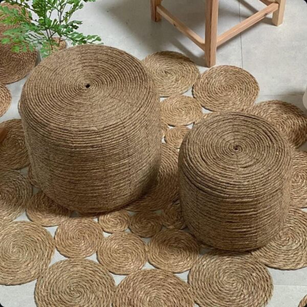 طقم طاولة جانبية خوص بوهيمي