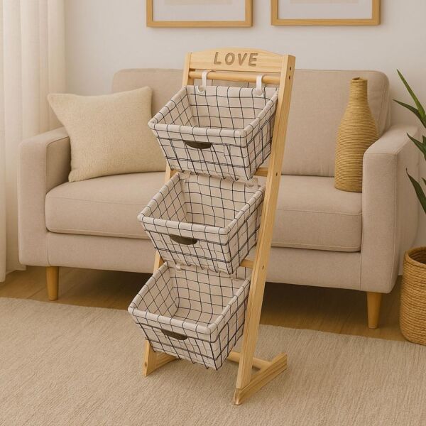 ستاند خشب 3 سلال حديد جاردول