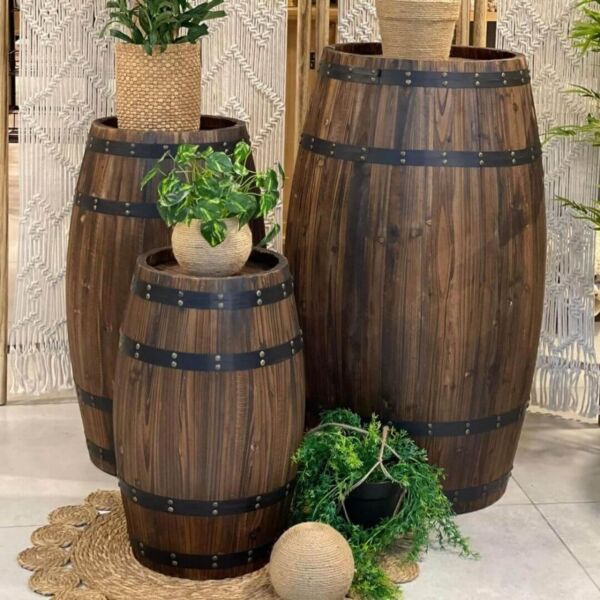 ديكور برميل خشب ريفي كبير