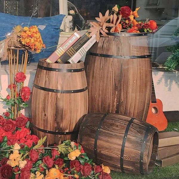 ديكور برميل خشب ريفي كبير
