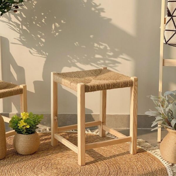 مقعد خشب حبال خيش