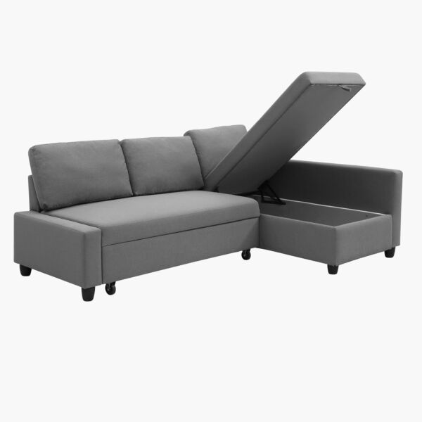 كنبة سرير زاوية يمين يسار ب ـ3 مقاعد مع مساحة تخزين سبيسر