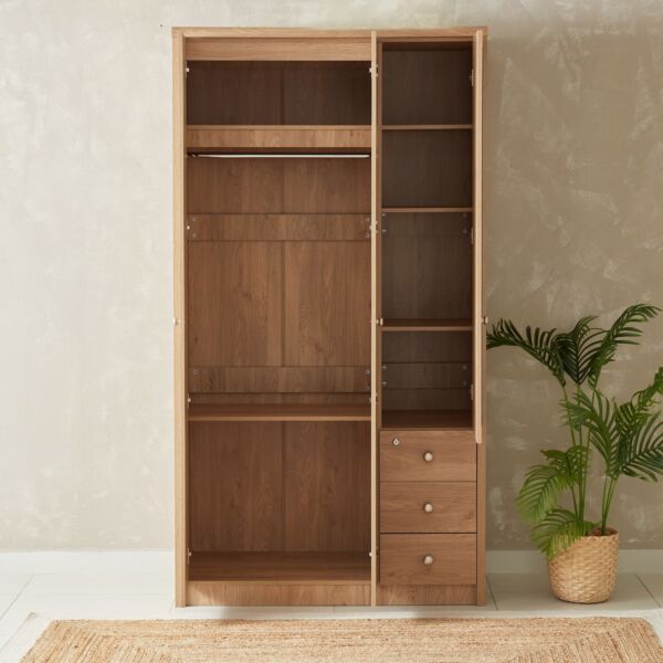 دولاب ملابس 3 أبواب بمرآة و3 أدراج من نورديكا