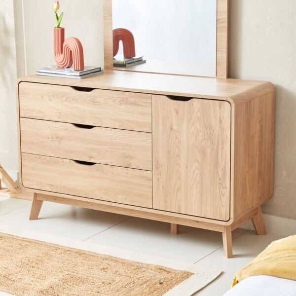 طاولة تزيين كبيرة بباب واحد و3 أدراج بدون مرآة - نورديكا