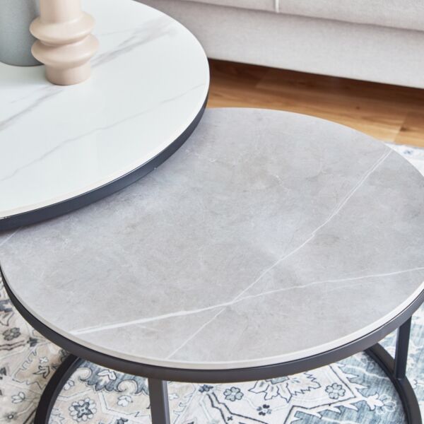 طاولة قهوة من الحجر الملبد من مارويل - طقم من قطعتين