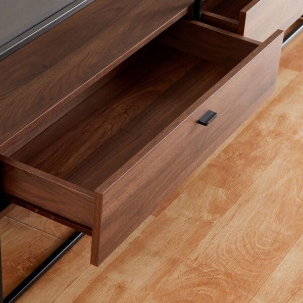 طاولة تلفزيون حتى 70 بوصة بسطح زجاجي من روبي