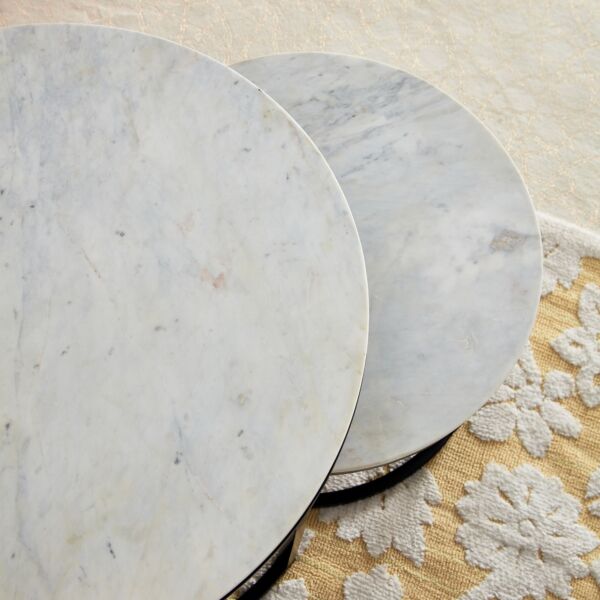 طقم طاولات قهوة مستديرة بسطح رخام - هارفي