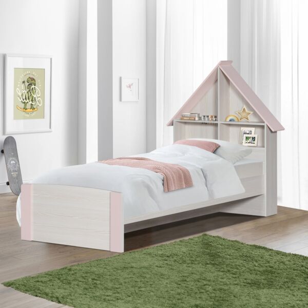 سرير فردي بلوح رأسي بمساحة تخزين من آنا - 90x200 سم