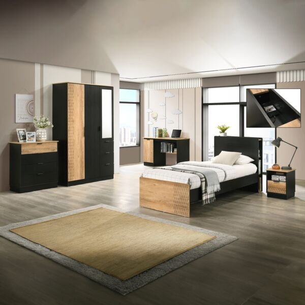 سرير فردي ذكي بلوح رأسي من جوردن - 90x200 سم