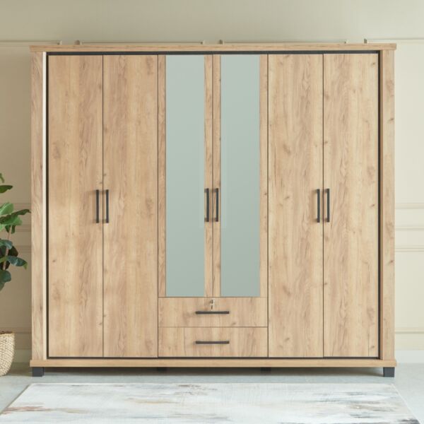 دولاب ملابس 6 أبواب بدرجين ومرآتين وقفل من بلفورت