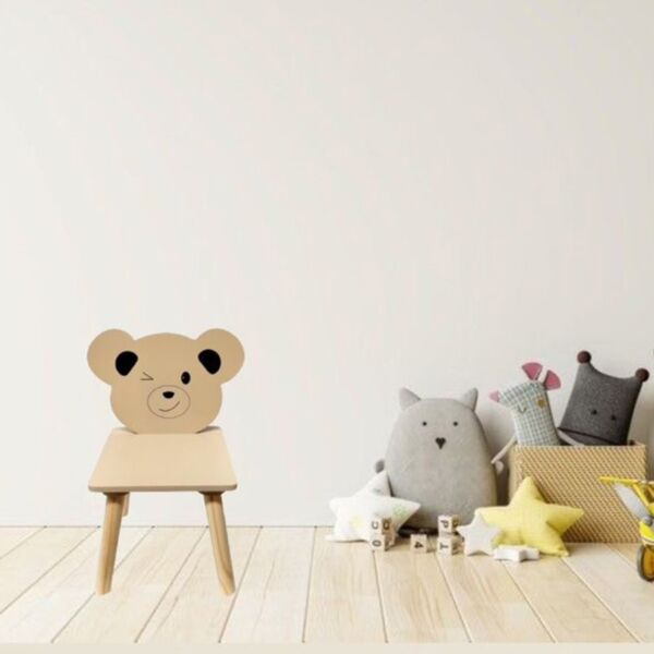 كرسي بدون ذراعين للأطفال بتصميم دب من فانيليا