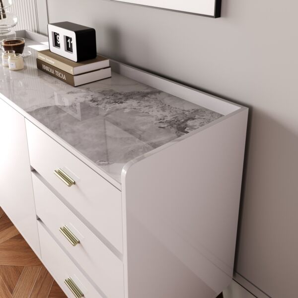 وحدة جانبية بسطح من الحجر الملبد ببابين و 3 أدراج من بيرل