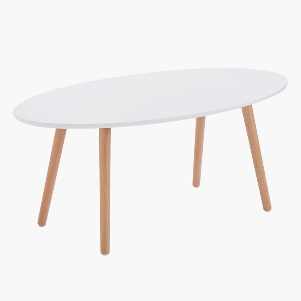 طقم 2 طاولة قهوة بيضاوية بأرجل من الخشب الصلب من توتو