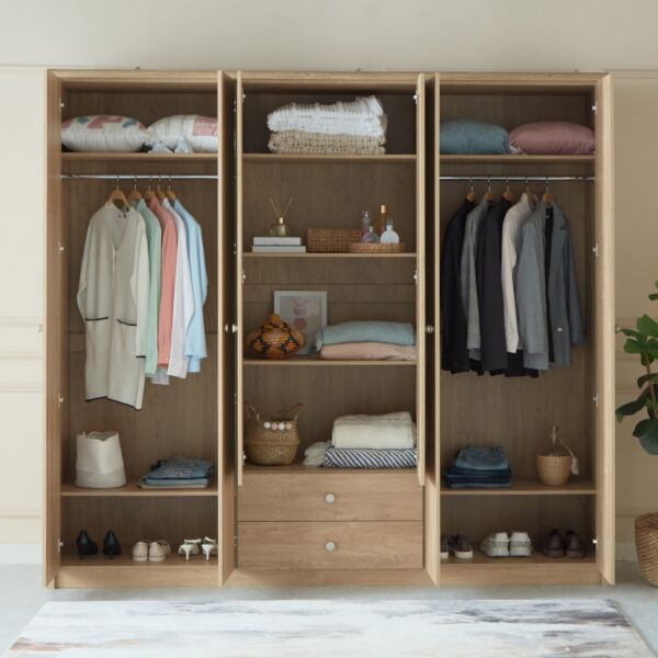 خزانة ملابس 6 أبواب بمرآة و 2 أدراج - نورديكا