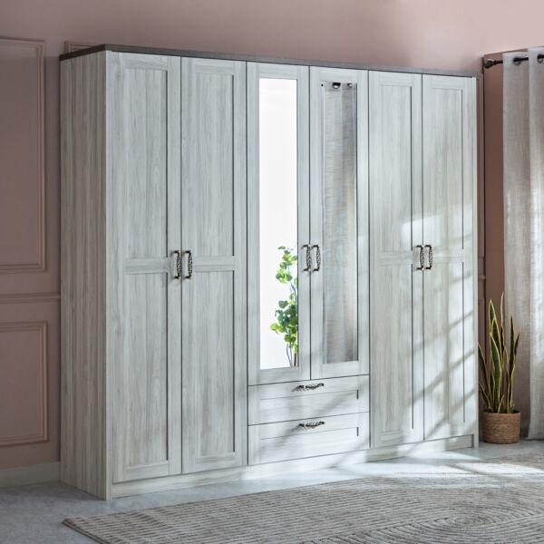 دولاب ملابس 6 أبواب مع درجين من أنجيليك