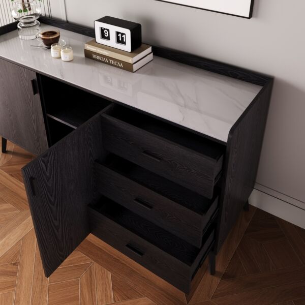 خزانة جانبية بسطح من الحجر الملبد ببابين و3 أدراج من مارويل