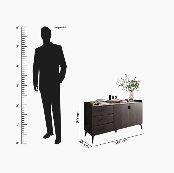 خزانة جانبية بسطح من الحجر الملبد ببابين و3 أدراج من مارويل