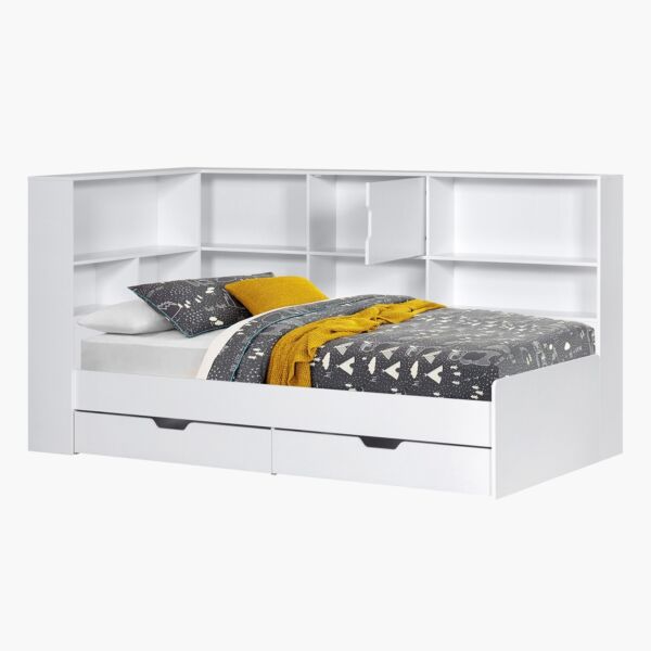 سرير فردي برف تخزين ولوح رأسي مع درجين من فانيلا - 90x200 سم