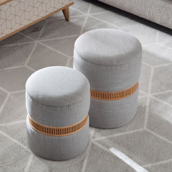 مسند قدم بمساحة تخزين حلقي منسوج من الخيزران من نورديكا - طقم من قطعتين