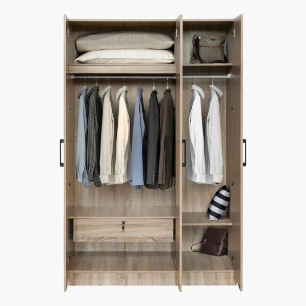 دولاب ملابس 3 أبواب مع مرآة ودرج بقفل من أويسيس كامبريدج