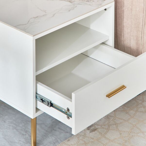 طاولة جانبية بسطح من الحجر الملبد من بيرل