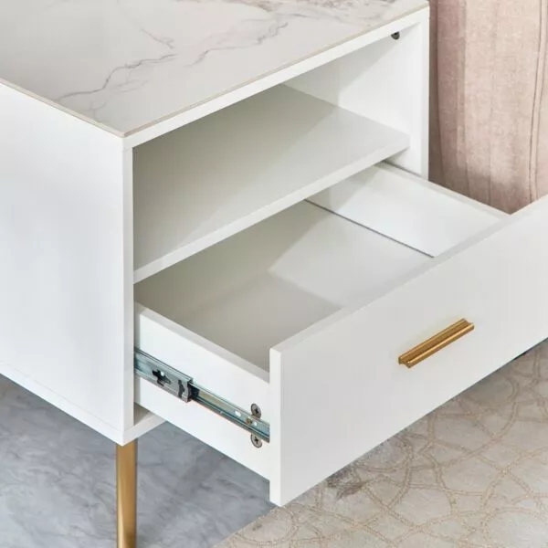 طاولة جانبية بسطح من الحجر الملبد من بيرل