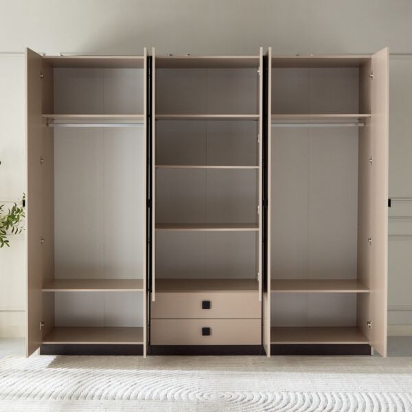 خزانة ملابس 6 أبواب بدرجين ومرآتين - لوكسمبورج
