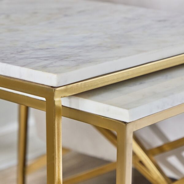 طقم طاولات جانبية متداخلة بسطح رخام - أوتيس