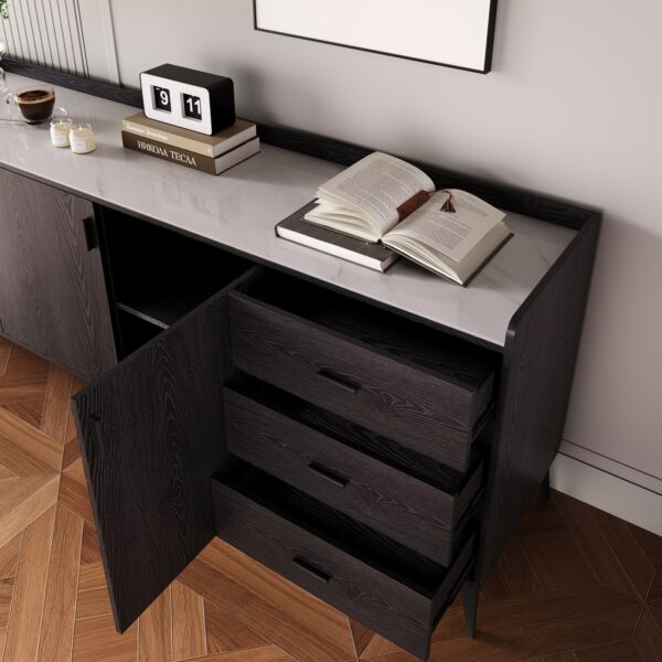 وحدة تخزين 3 أبواب و3 أدراج وسطح من الحجر الملبد من مارويل	