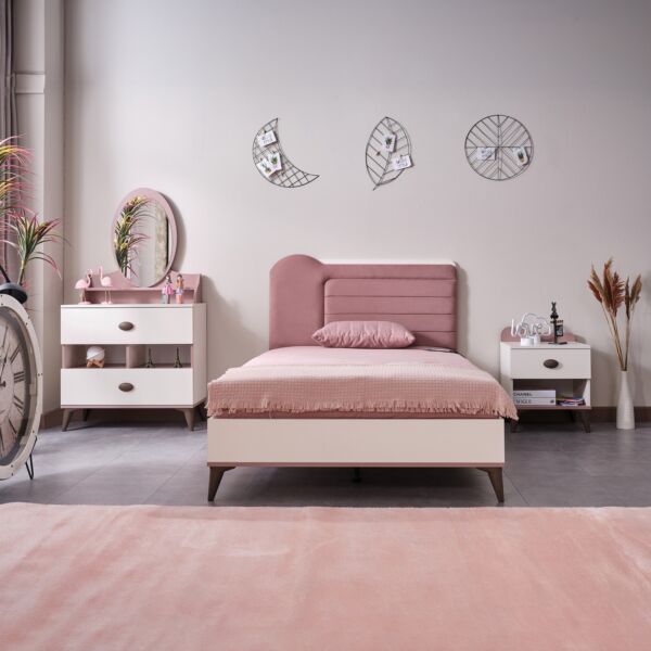 سرير توين ذكي بلوح رأسي منجد من مايبيل - 120x200 سم