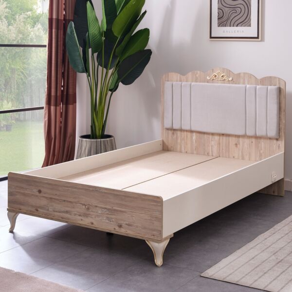 سرير توين ذكي بلوح رأسي منجد من ميدو - 120x200 سم