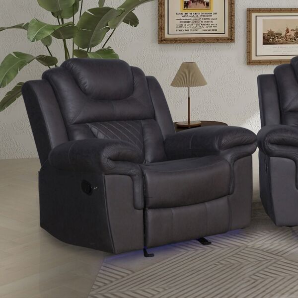 كرسي استرخاء قماش بذراعين هزاز وبشريط إضاءة إل إي دي من ميراندا