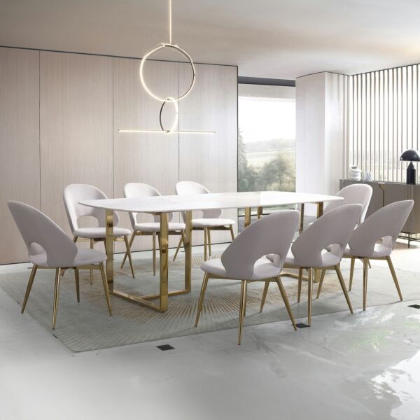 طقم سفرة 8 مقاعد بسطح من الحجر الملبد من بيرل