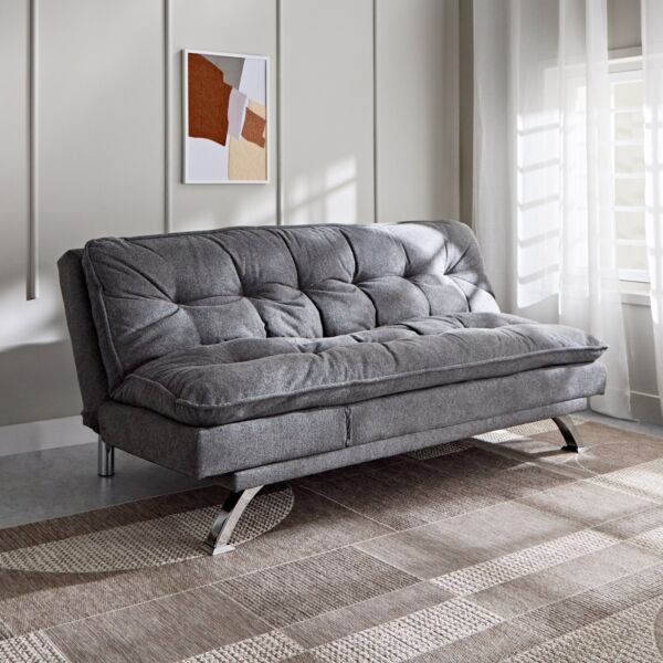 كنبة سرير قماشية 3 مقاعد مع منفذ يو إس بي من تيتانيوم