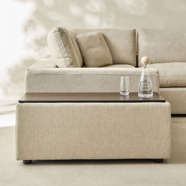 طاولة كونسول مع وحدة تخزين وصينية خشبية