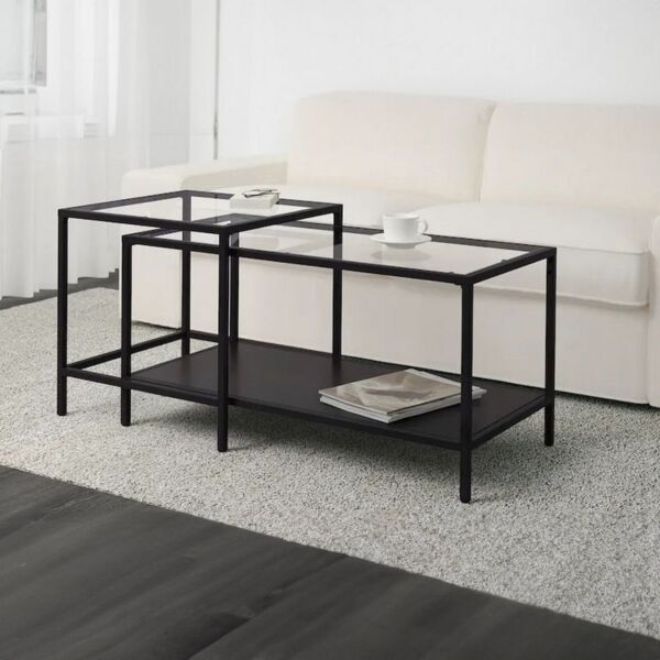 طقم طاولات قهوة بسطح زجاج قطعتين من آرك - أوري