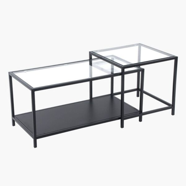 طقم طاولات قهوة بسطح زجاج قطعتين من آرك - أوري