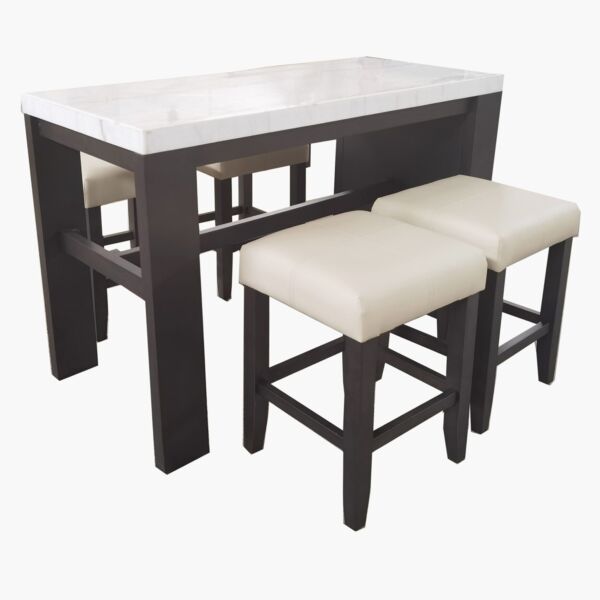 طقم طاولة مطبخ بسطح رخام 4 مقاعد من أورلاندو