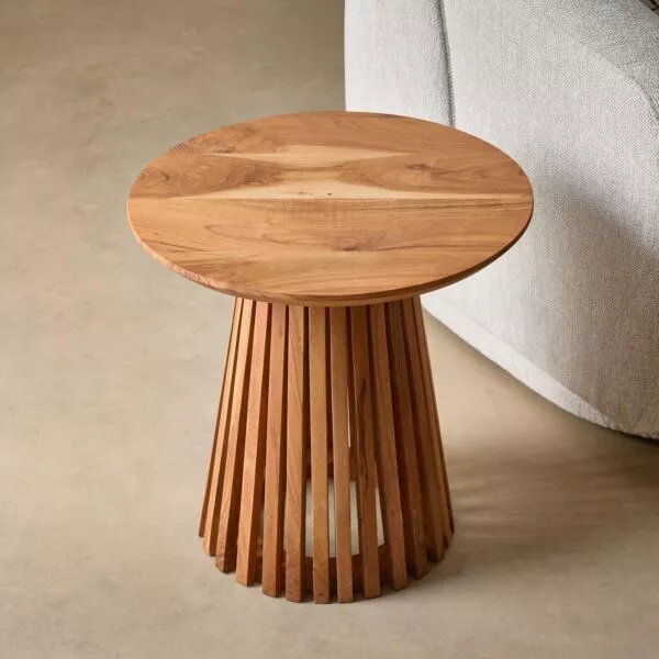 طاولة جانبية مستديرة من الخشب الصلب - دولتشي
