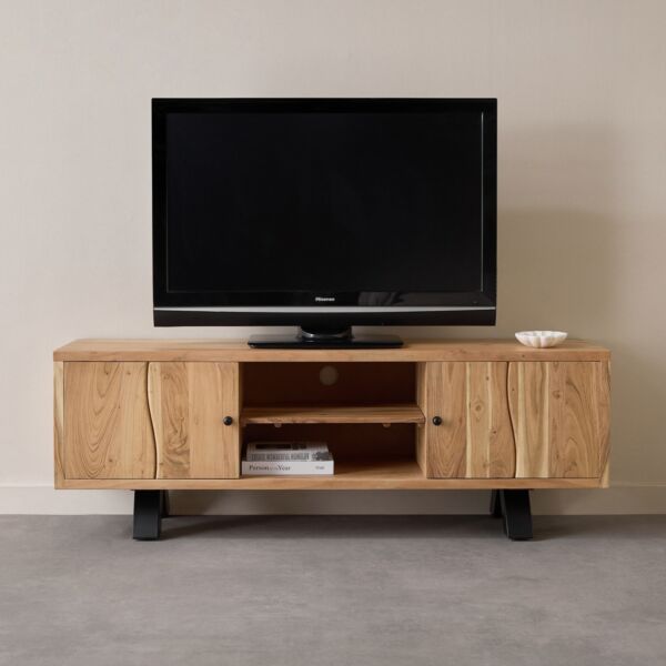 طاولة تلفزيون لايف إيدج ببابين خشب صلب 65 بوصة أرنو