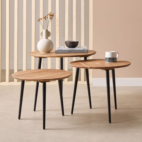 طقم طاولة جانبية خشب صلب ليك