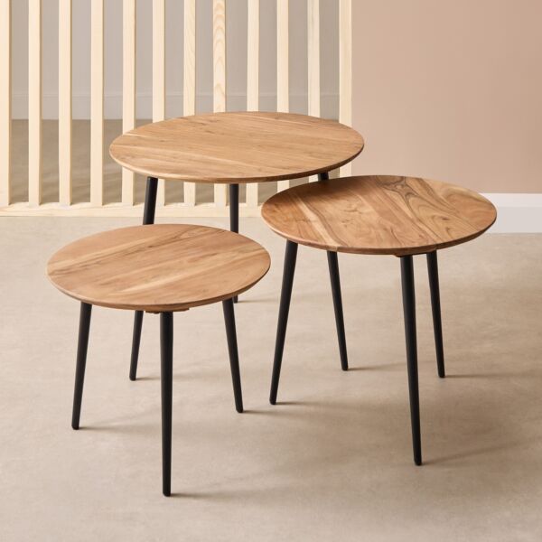 طقم طاولة جانبية خشب صلب ليك