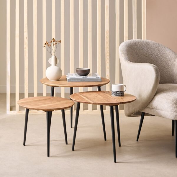 طقم طاولة جانبية خشب صلب ليك
