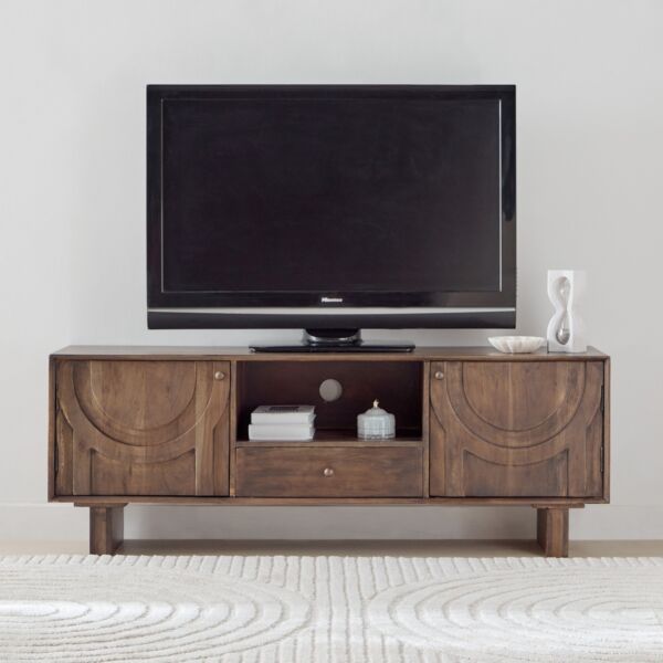 طاولة تلفزيون خشب صلب التلفزيون 65 بوصة باي