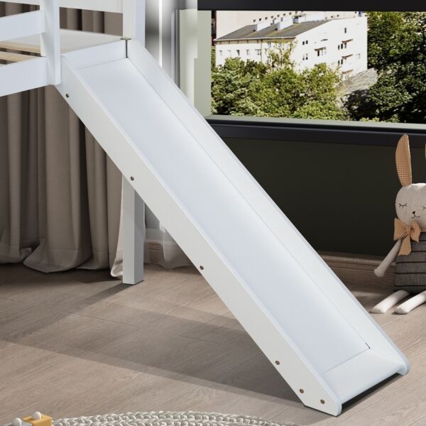 سرير فردي بتصميم مرتفع مع سُلم تسلق وزلاجة من ستوفا فانيلا - 90x200 سم