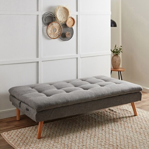 كنبة سرير قماشية 3 مقاعد مع منفذ يو إس بي من ميلفن